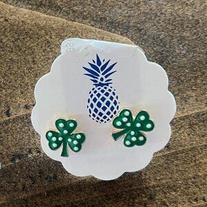 Prep Obsessed - Shamrock Enamel Stud Earrings